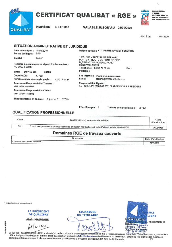 Formulaire Rge Labels et certifications : entreprise RGE 06 et autres